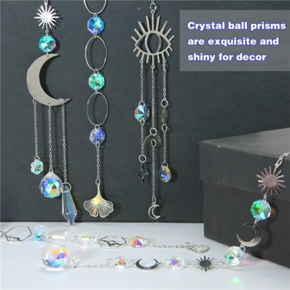 Sun Catchers, 10 Pcs Crystal Suncatcher Prism Hanging Kit with Chain Rainbow - Picture 6 of 7